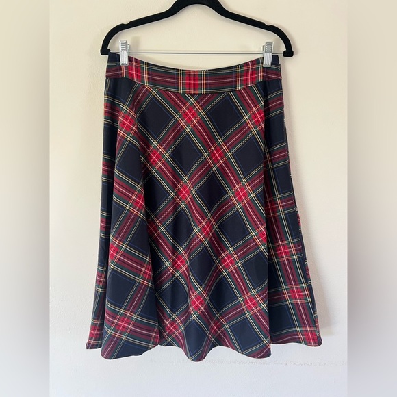 Talbots Red Plaid Wool Blend Fit & Flare Midi Skirt Size 6 - Picture 2 of 8
